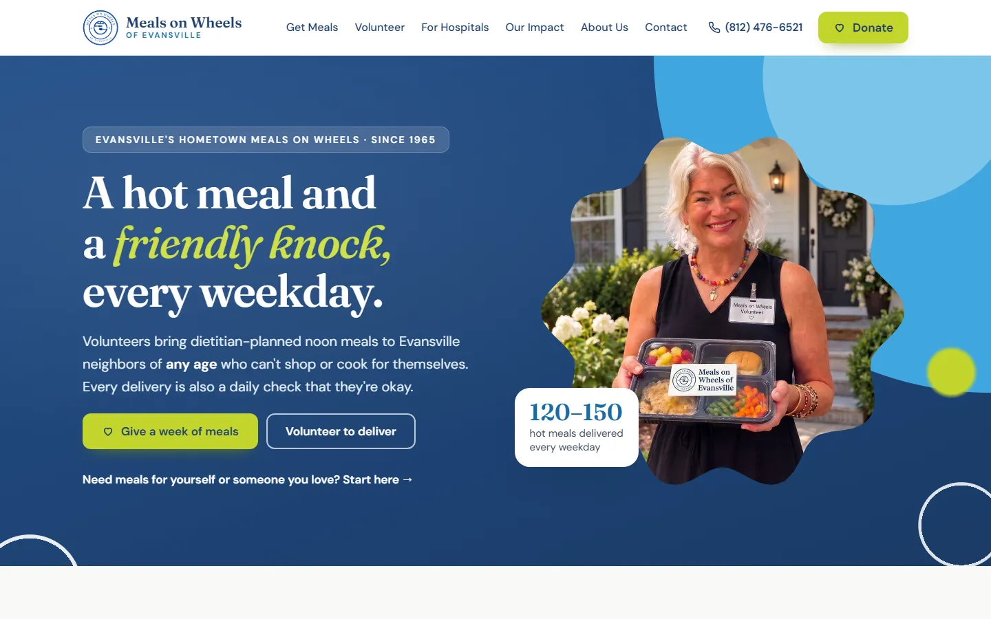 The new Meals on Wheels of Evansville homepage